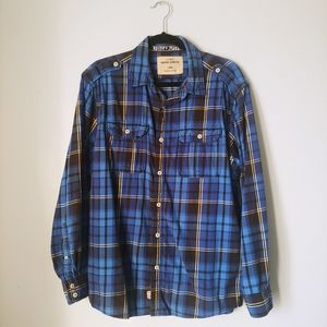 Nautica Jeans Co | Mens Blue Plaid Button Down Shirt